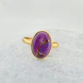 Copper Purple Turquoise Ring - 925 Sterling Silver - Rose Gold Plated Ring - Modern Jewelry - Jewelry For Spouse - Gift For Protection